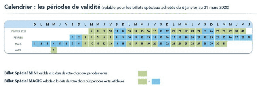 Calendrier billet spécial mini magic