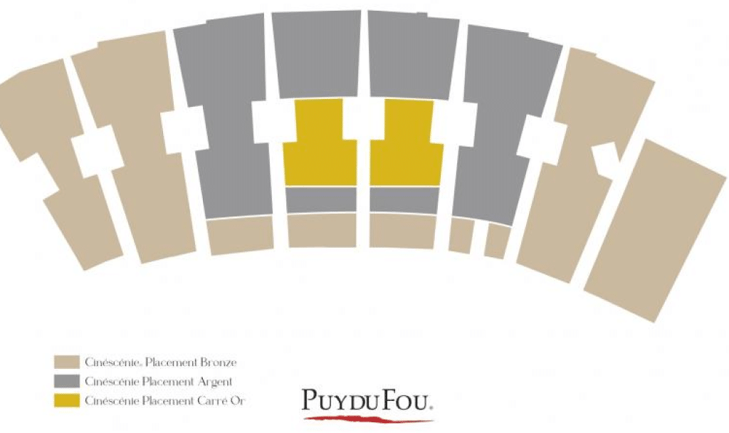 Emplacement préférentiel tribune Cinéscénie bronze argent carré or