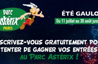 Visuel officiel du jeu concours Été Gaulois du Parc Astérix invitant à participer pour tenter de gagner des entrées.