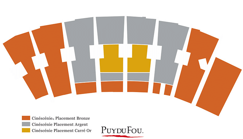 Emplacement préférentiel tribune Cinéscénie bronze argent carré or