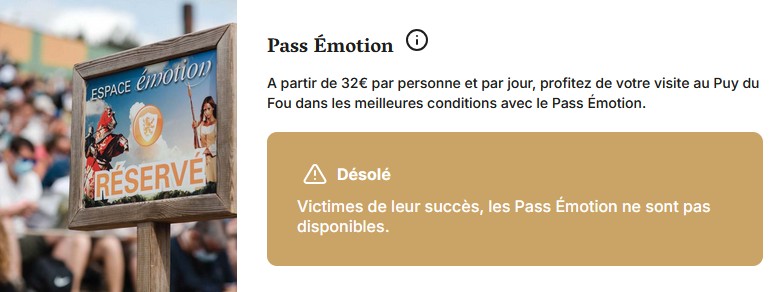 Pass Émotion pas disponible à certaines dates 