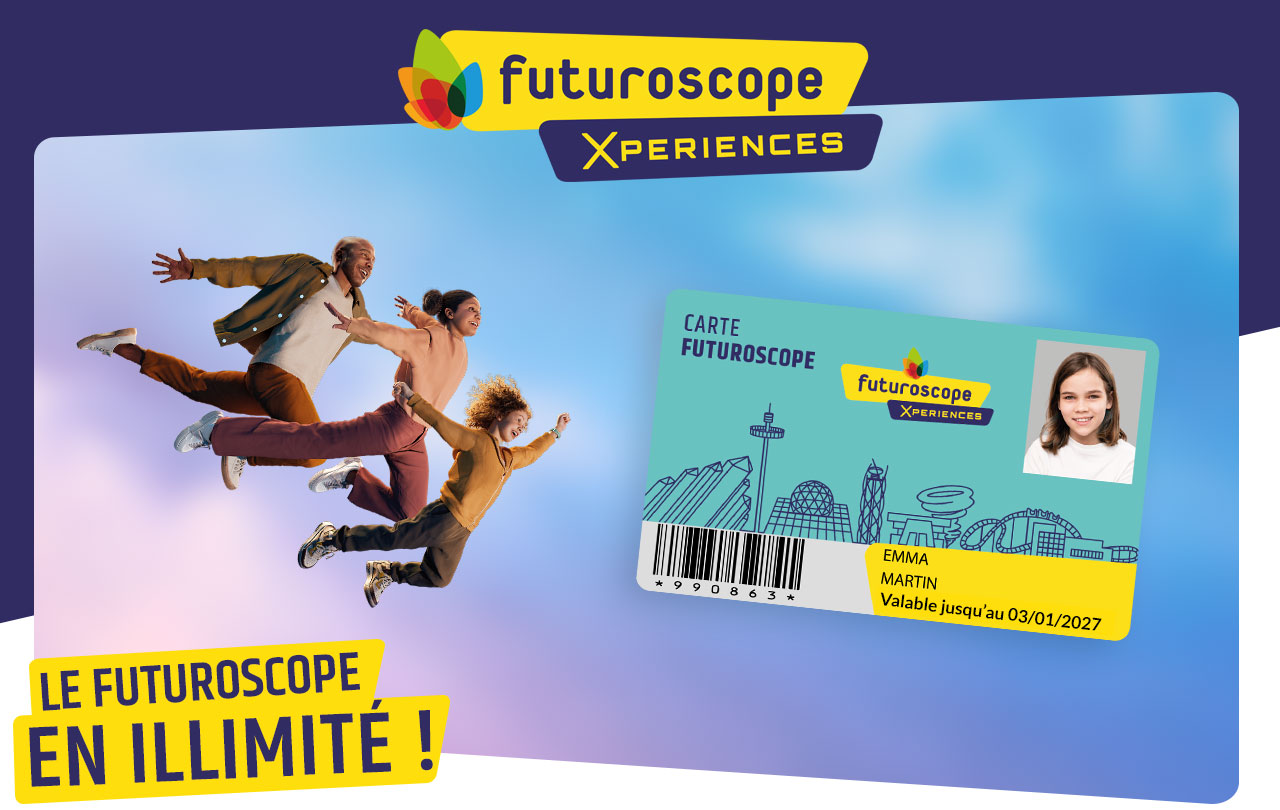Exemple de carte saison Futuroscope nominative pour des visites illimitées